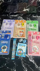 DR2016 Pensil Set Alat Tulis Anak 6 in 1 Stationery Set Alat Tulis Anak Sekolah Karakter Kartun