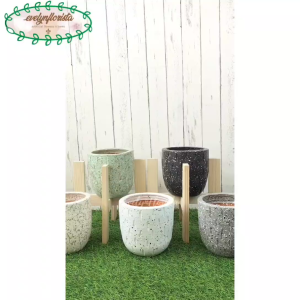 Pot Motif Teraso Pot Terracotta Model Hujan Variasi Warna Pot Standing Kaki 4 Dekorasi Ruang Tamu Dekorasi Balkon