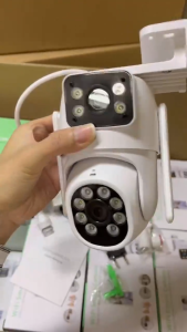 กล้องวงจรปิด wifi 2 เลนส์ICSEE กล้องคู่ 8MP HD กล้องรักษาความปลอดภัยแบบไร้สาย PTZ เลนส์คู่กล้อง WiFi ภายนอกกล้องติดตามวิดีโอเฝ้าระวังอัตโนมัติ icsee