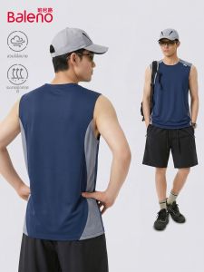 BALENO | Summer Breathable Mesh Tank Top Dark Blue Contrast Color Patchwork for Men
