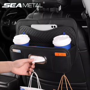 SEAMETAL Multifunctional Car Storage Bag Large Capacity Car Neat Travel Storage Tissue Box Water Cup Holder With Hooks