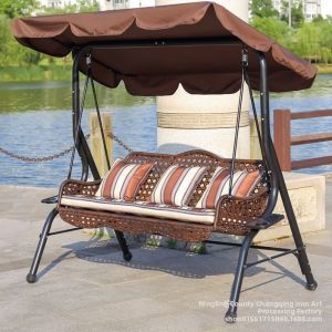 Indoor Outdoor Swing Chair Rattan and Iron Multi-person