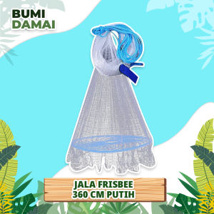 Bumi Damai Jala Jaring Lempar Frisbee 360 CM Benang Monofilamen Putih Mesh Pancing Penangkap Perangkap Ikan Udang Kepiting Piring Bulat Fishing Throw Net Cage