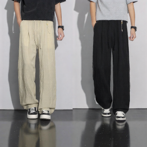 Mark Fairwhale | Trendy Straight Leg Casual Pants Lyocell Linen Blend Lightweight for Summer