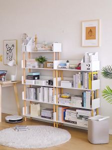 4+3Tier Multipurpose Bookshelf Office File Storage Rack White Decorative Rack Wooden Shelf Home Utility Rak Buku 书架
