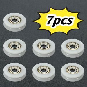 7Pcs U-Groove Nylon Round Pulley Wheels with Ball Bearings for Doors Windows Drawers Shower & 3D Printer Parts