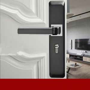 Bộ Khóa Cửa Đa Năng Màu Đen Với Tay Nắm Bằng Thép Mangan Chống Ồn Khóa Chốt Bằng Thép Dành Cho Nhà Ở Phòng Ngủ Kèm Chìa Khóa