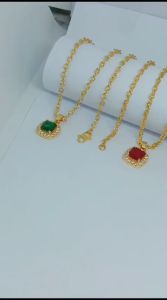 KALUNG TITANIUM DESAIN PERMATA KOTAK WARNA PERHIASAN WANITA ANTI KARAT(COD)