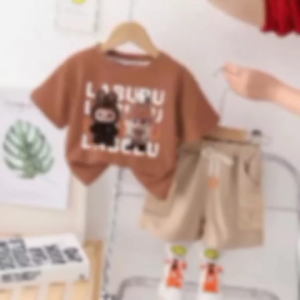 Setelan Baju Anak Laki-Laki Terbaru Terviral Dengan Motif Labubu Solo V2