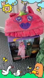 Children clock hood ผ้าห่มสุดนุ่ม ออกแบบเป็นฮู้ด และมีไฟที่ตา (BLANKET8)