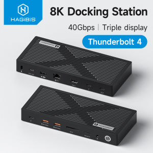 Hagibis Thunderbolt 4 Hub with Dual Monitor 8K/4K Display Dock 40Gbps Docking Station Thunderbolt Certified for Macbook Windows