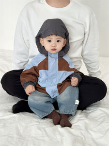 Spring Autumn Hooded Cartoon Long Sleeve Baby Boy Jacket Casual Denim Pants Set Childrens Clothing Comfortable Breathable Suit