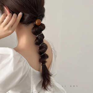 Knot Style Resin Hair Ties Womens Hair Accessories Phone Line round Bead Straight Bar Bubble Braid Hair Bands Fashionable Hair Bands