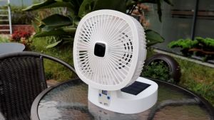 Camping Solar Fan Protable Rechargeable Fan Long Battery Wireless Foldable Electric Fan with Light Remote Control 太阳能风扇