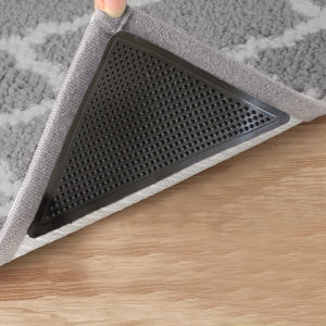 4/12pcs สามเหลี่ยม Reusable พรม Gripper Anti-Skid แผ่นยางลื่นเทปสําหรับกระเบื้องชั้นพรมมุม Pad คงที่สติกเกอร์