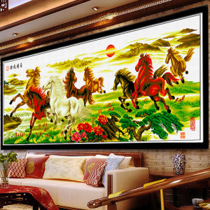 Diamond Painting Irregular Shaped Cross Stitch Living Room Success Horse to the Finish Line 2024 New Eight Horses Pattern