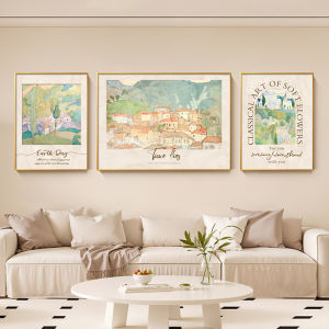 งานฝีมือตกแต่งบ้านสไตล์ฝรั่งเศส ภาพสามช่องสีเขียว ภาพพิมพ์บนผ้าฝ้าย ภาพพิมพ์ด้วยน้ำมัน ภาพพิมพ์ด้วยน้ำ ภาพพิมพ์ด้วยน้ำ