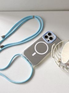 Mirror Surface Magnetic Absorption Phone Case for  16Promax 15Pro 14Pro 13PM Crossbody Hanging Rope Makeup Refill High End Protection