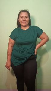 Josie Plus Size Cotton Spandex Twisted Hem Blouse L-3XL Casual Loose-Fit Round Neck Tee for Summer