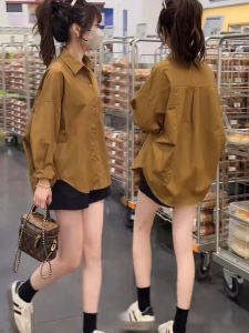 Casual Long Sleeve Shirt Womens Pocket Fold Collar Design Sense Top Coat Autumn New Style Simple Fashion Korean Version