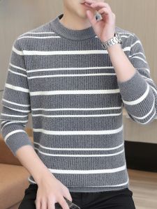 HENGYUANXIANG | Hengyuanxiang Mens Knitted Sweater Thickened Winter Fashion City Style Half High Collar Long Sleeve Casual Loose Fit Base Layer Shirt