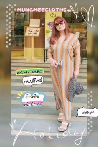 BEW เดรสคอวี แขนกุด ผ่าข้าง ผ้าสปันเนื้อนิ่ม พลิ้ว ใส่สบาย ไซส์ใหญ่ งานOVERSIZE งานน่ารักมาก อก 36-40 นิ้ว ยาว50” เอว44” สะโพก46“ ต้นแขน18”  หน้าผ้า44”