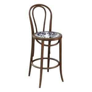 เก้าอี้บาร์สไตล์ฝรั่งเศส ทรงเรโทร ไม้แท้ ขาสูง ไม้ไผ่ ที่นั่งแบบมีพนักพิง สำหรับบ้าน ร้านอาหาร ร้านกาแฟ