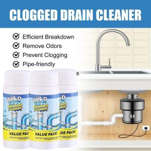 2PCS Wild Tornado Pipe Dredge Powerful Sink Cleaner Powder Fast Foaming for Kitchen Toilet Pipeline Quick Cleaning Tool Agent