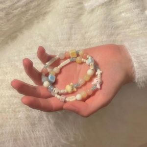 2Pcs Cartoon Anime Little Bunny Ceramic Bracelet for Women Girls Cream Macaron Color Bracelet Cute Jewelry Accessories