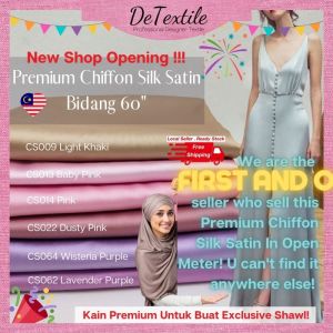 DeTextile Premium Chiffon Silk Satin 60" Wide Fabric Sold by Open Meter Fabric for Making Premium Shawls DIY