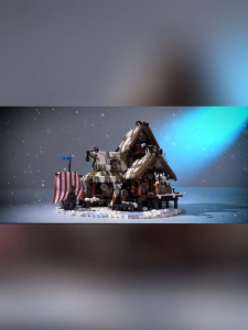 IAMBRICK Block 30801 Icehorn Longhouse With Light Viking Theme Gift Decoration Building Brick Toy