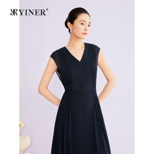 Elegant V-Neck Pleated Waistless Chiffon Dress