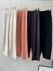 กางเกงขายาวทรงหลวมเอวยางยืดสไตล์ยูนิเซ็กซ์ ผ้าผสมโพลีเอสเตอร์และคอตตอน ทรงลำลอง กางเกงโยคะ กางเกงขายาวทรงหลวม ทรงสี่เหลี่ยมจัตุรัส