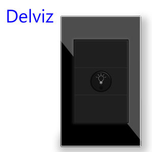 DELVIZ | Delviz Brazil Dimmer Switch Wall light luminance controller US standard 120mm*72mm crystal glass panelKnob dimmer Wall Switch