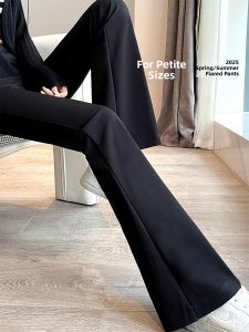 YAYANGREN | Small Size Slimming Casual High Waist Tapered Flared Trousers Black
