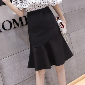 Black High Waist A-Line Mini Skirt Womens Spring Summer Autumn Winter New Style Korean Version Office Commute Pure Color Skirt