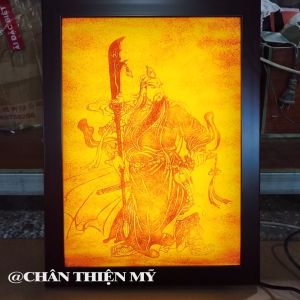 Đèn Hào Quang In Tranh Trúc Chỉ Dọc Phật Quan Bình Trang Trí Phòng Thờ Bàn Thờ Treo Tường TC-TE-05