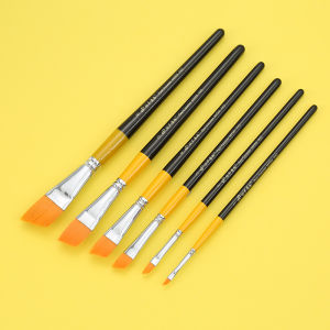 แปรงไนลอนด้ามสั้นสีทึบหัวเฉียงแปรงอะคริลิคสีน้ำเหมาะสำหรับผู้เริ่มต้นวาดภาพศิลปินนักเรียน