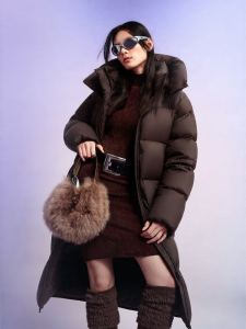 BOSIDENG | Knee-Length Soft Fluffy Warm Womens Down Jacket