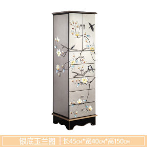 Chest of Drawers Locker Living Room Chest of Drawers New Chinese Style Five-Bucket Cabinet Solid Wood Drawer with Door Storage Side Cabinet Decorative Cabinet