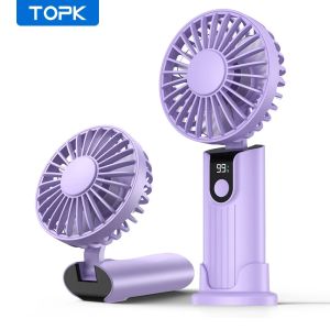 TOPK | TOPK K38 Portable Handheld Fan5000mAh 3 in 1 Multifunction Personal Travel Neck Fan with Digital Display90° Foldable Desk Fan