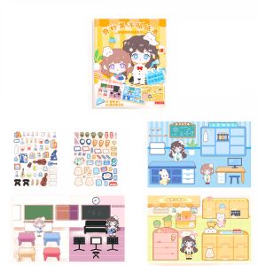 JTL Children's Creative Jelly Stickers Book with Washable Features and Cute Pomelo Sisters Scenes SZ283