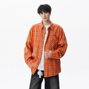 เสื้อเชิ้ตลายสก็อตแขนยาวสไตล์อเมริกัน ทรงหลวม ทรงลำลอง สำหรับผู้ชายและผู้หญิง ฤดูใบไม้ร่วง 2025 แบรนด์ใหม่ เสื้อเชิ้ตคู่