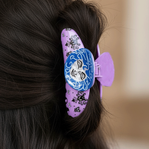 Purple elegant hair claw with diamonds a multi-functional hair accessory adds an elegant temperament to ladies.