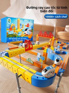 Hui Cheng Toys | Bộ Xây Dựng Đường Ray Từ Tính Giáo Dục DIY Tàu Lệch Trùng Lực