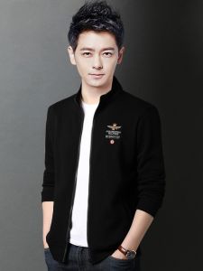 ROMON | Loose Fit Mens Cardigan Sweatshirt Romon Spring Autumn New Style Casual Midlife Dad Clothes Stand Collar Sport Jacket Coat