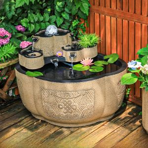 Hanyun Tang Courtyard Wealth Circular Fish Pond Waterfall Ornament Chinese Style Outdoor Recirculating Water Fountain Landscape Decoration