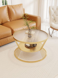 โต๊ะกาแฟรูปวงกลมแบบกระจกสไตล์ยุโรป ขนาดเล็ก สำหรับใช้ในบ้าน รูปแบบเรียบง่าย โมเดิร์น สำหรับใช้ในห้องนั่งเล่นและหน้าต่าง