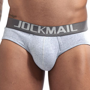 JOCKMAIL Mens Underwear Pure Cotton Sporty Loose Breathable U-Shaped Pouch Triangular Pants mid Waist Youth Sports Briefs
