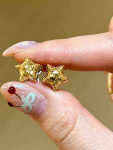 Flashy Ice Crystal Star Female Earrings Versatile Everyday High-End Ear Jewelry Unique Creative Design Sweet Style Silver